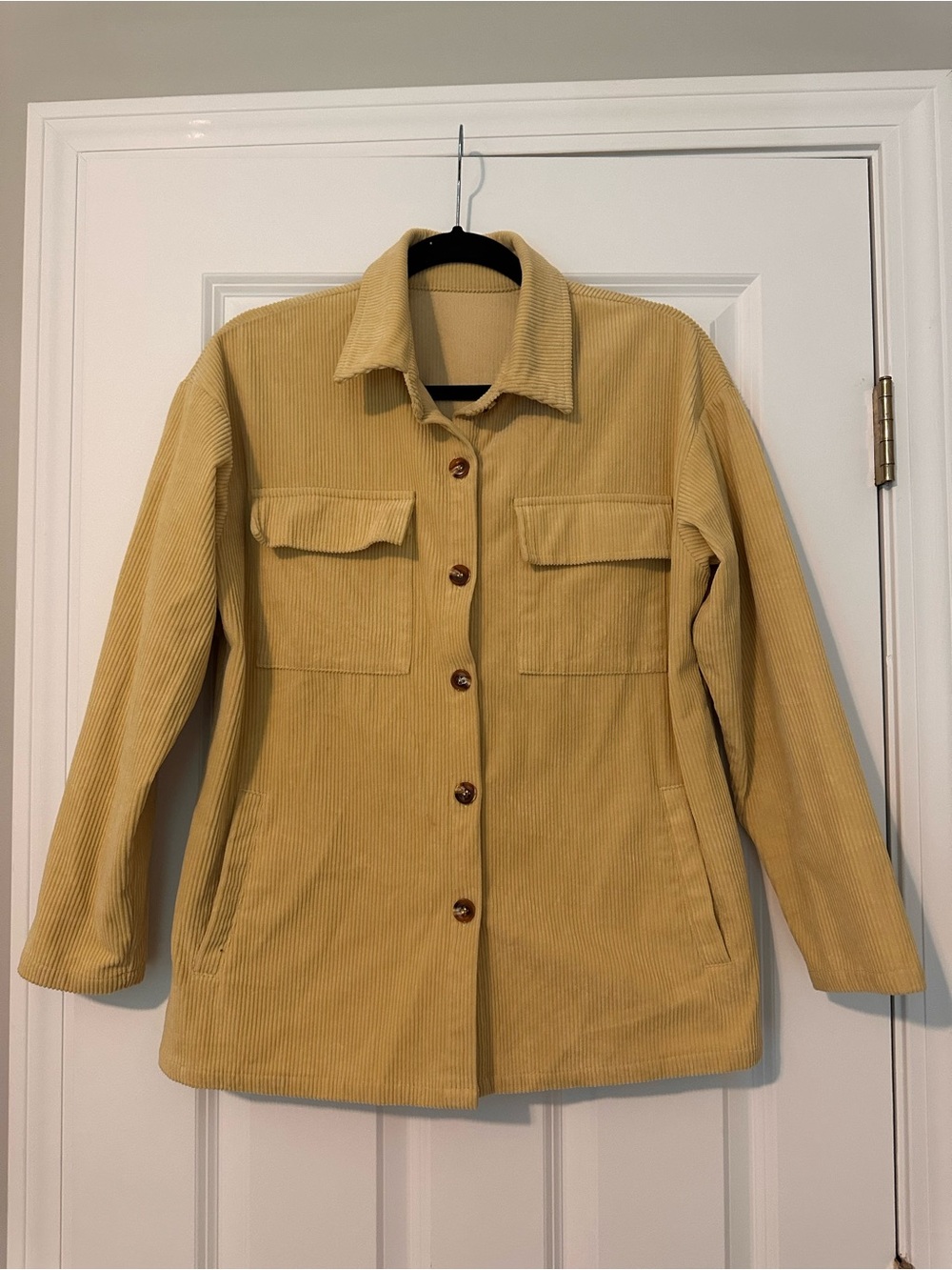 Women's Corduroy Button-Up Jacket - Mustard